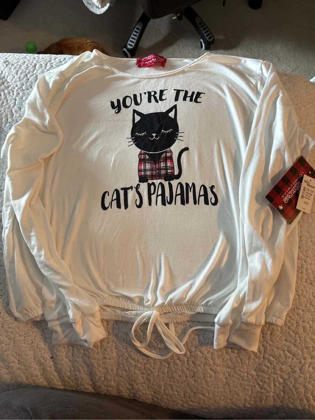 White Long Sleeve "Cat's Pajamas" T-Shirt