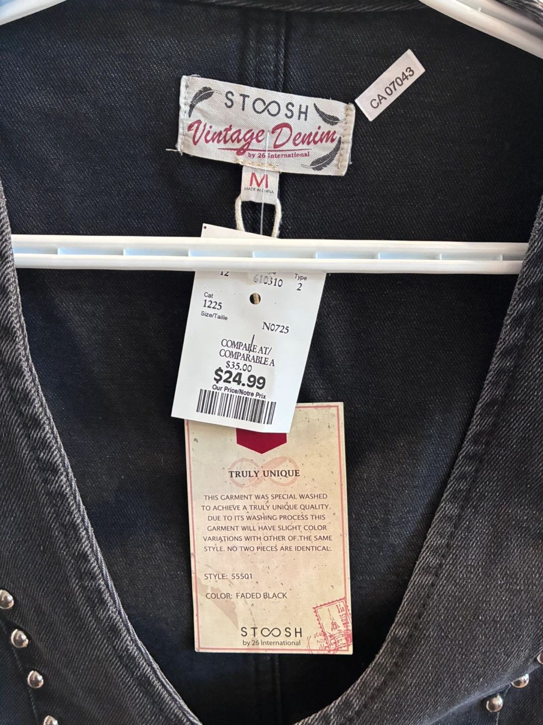 Denim Studded Vest Size Medium Black - photo 2