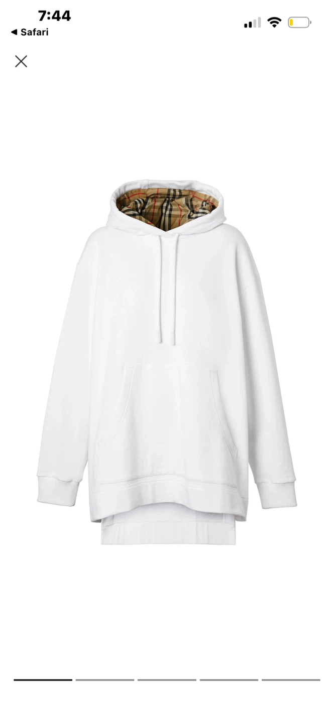 Burberry White Hoodie with Nova Check Lining