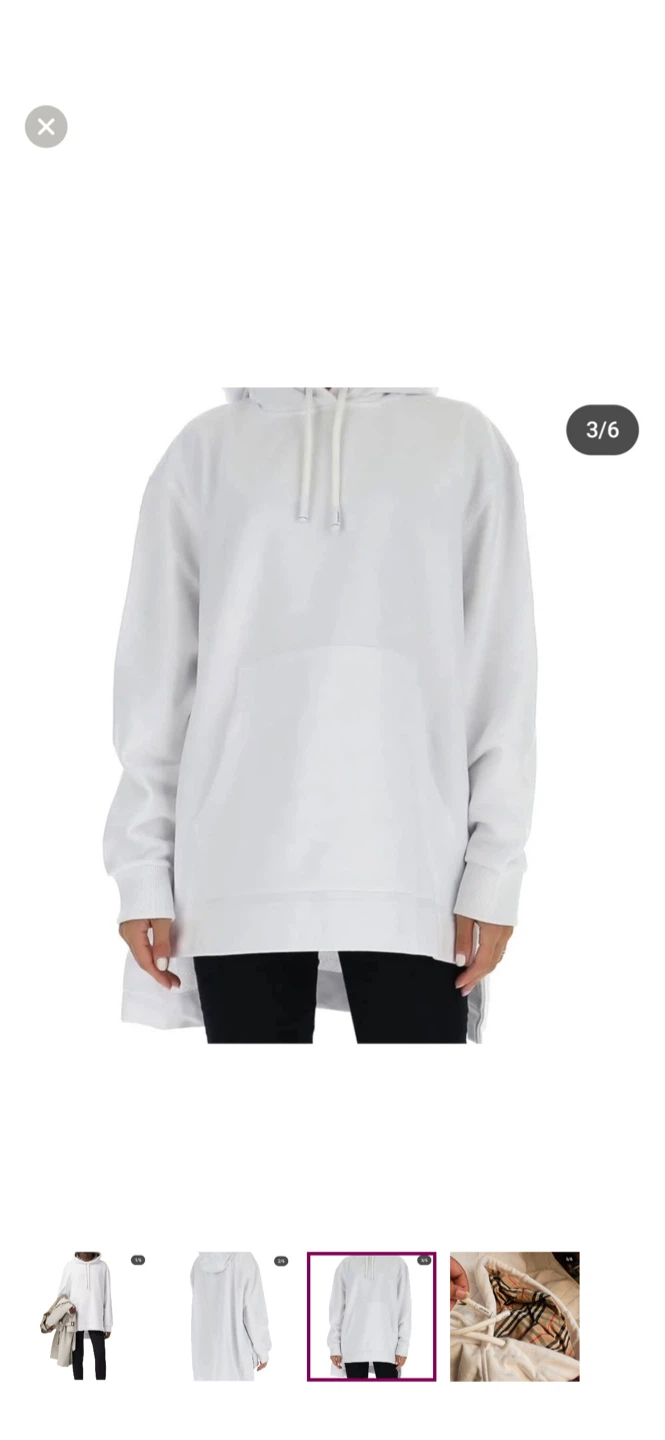 Burberry White Hoodie with Nova Check Lining - photo 4