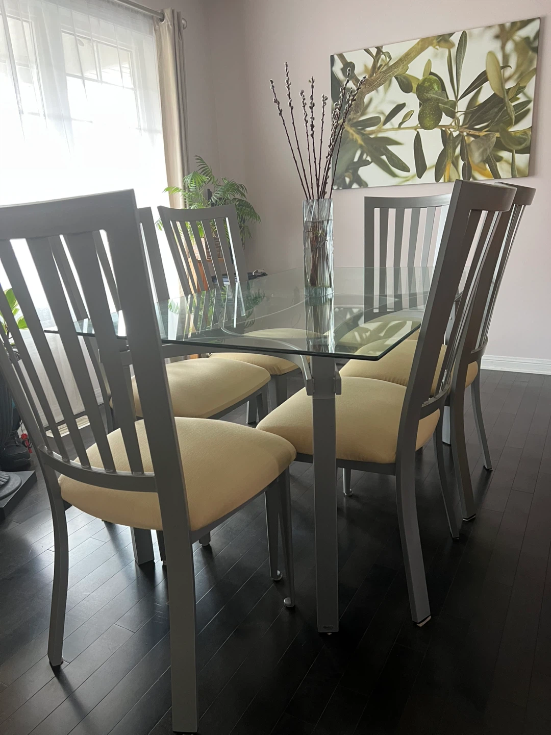 Glass Top Dining Table with 4 Chairs
