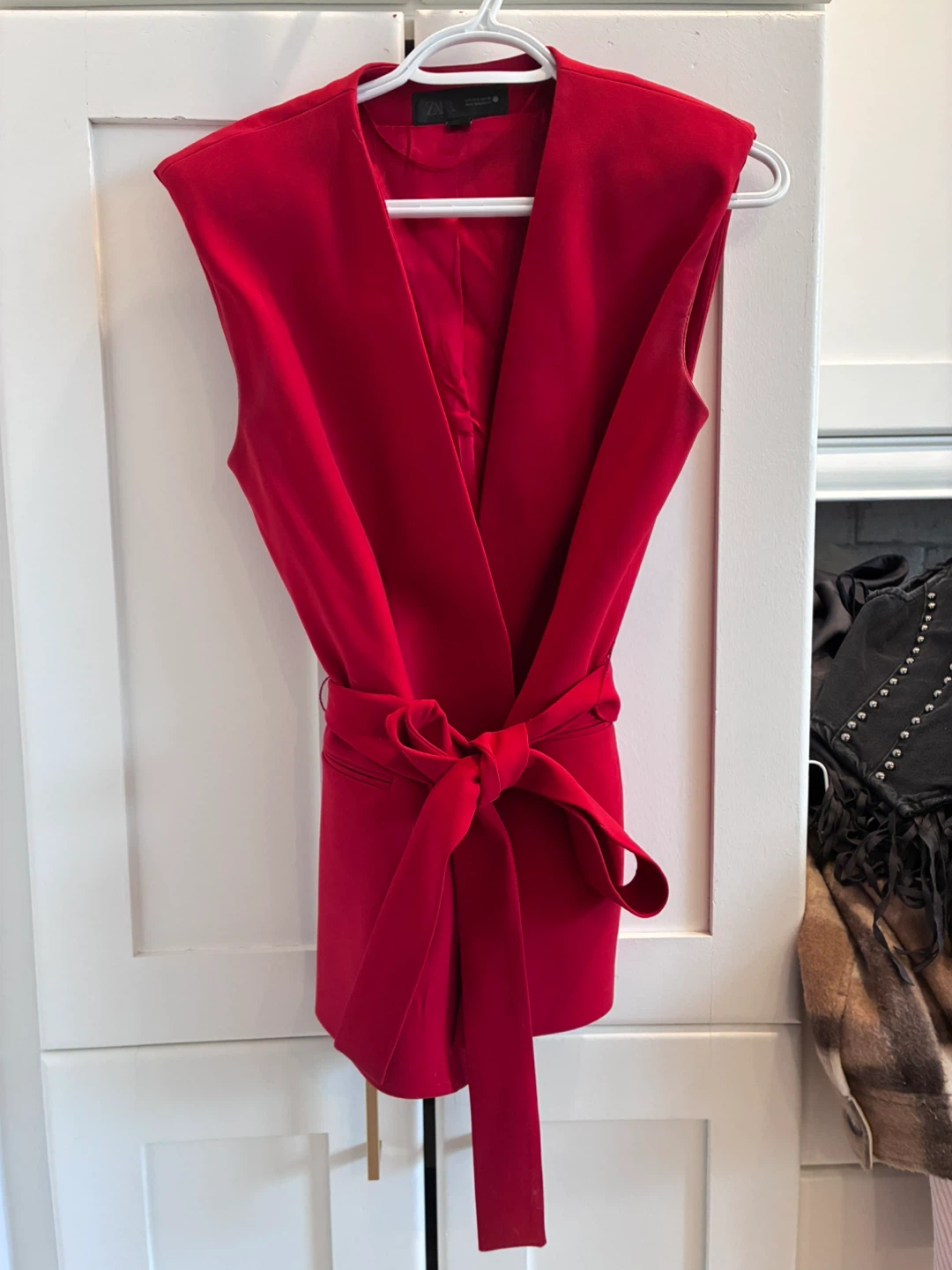 ZARA Red Sleeveless Vest with Belt