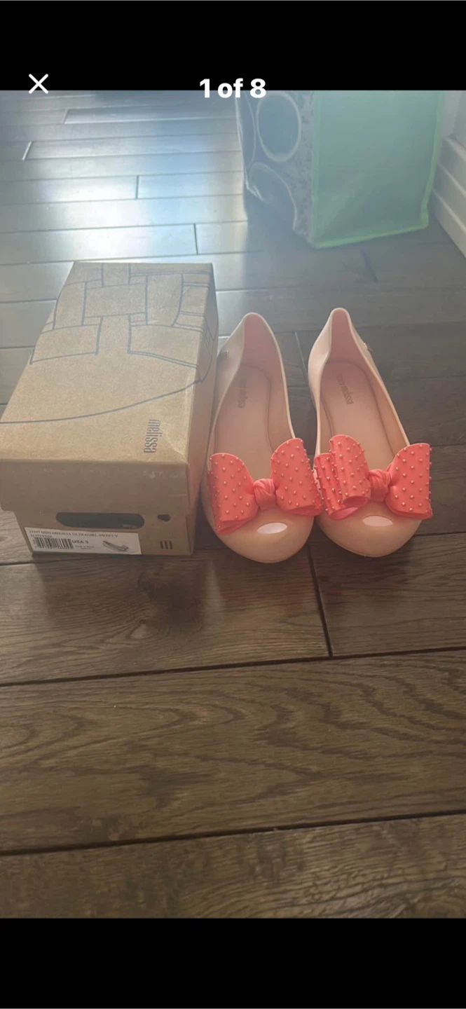 Melissa  Jelly Ballet Flats with Bows - Size 3