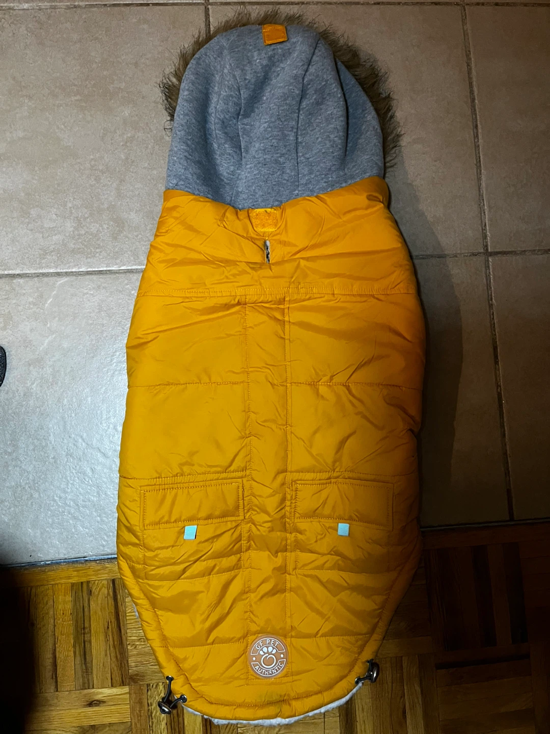 🥕GF Pet Yellow Dog Puffer Vest with Sherpa Lining and Fur Hood - photo 2