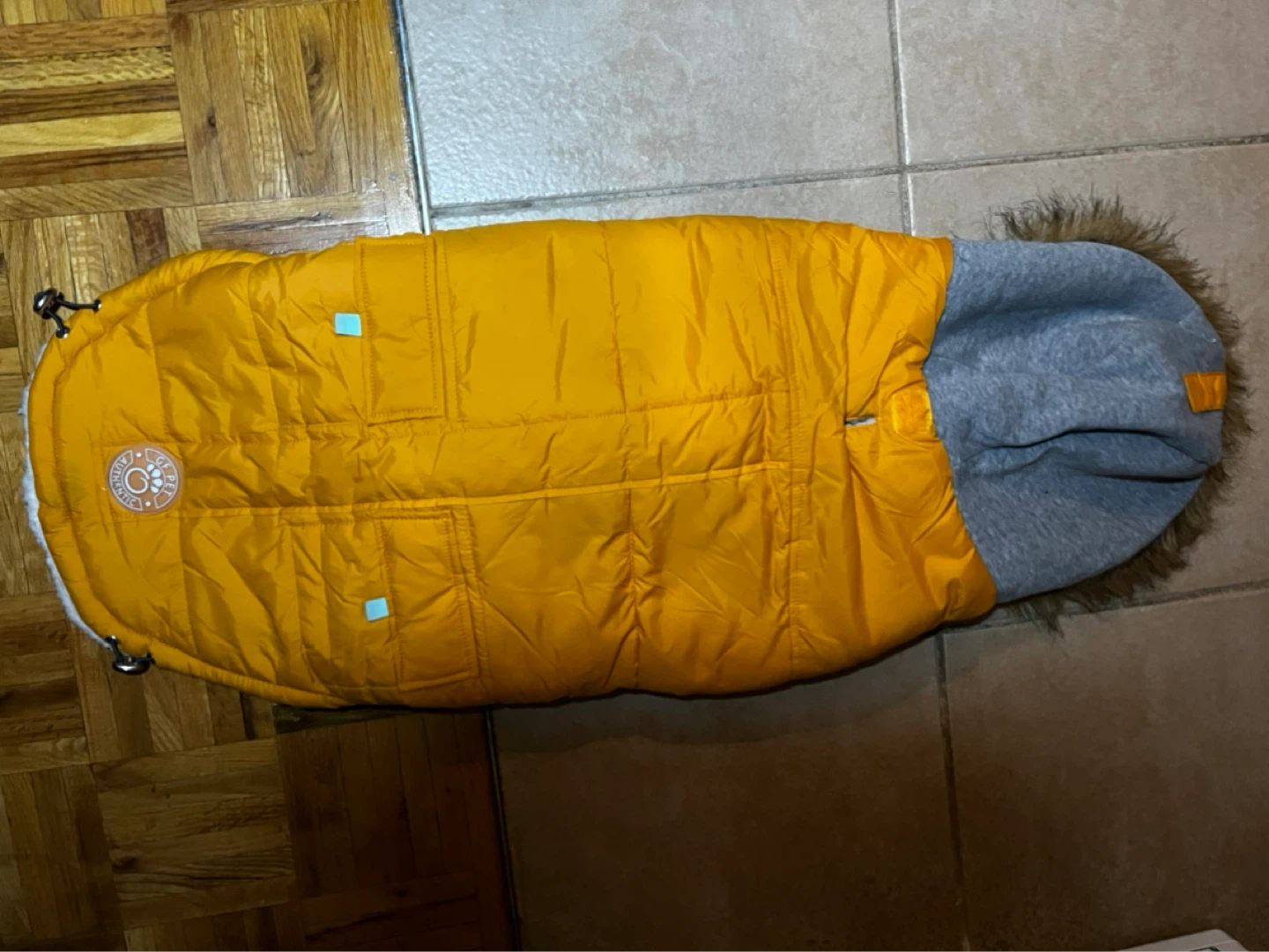 🥕GF Pet Yellow Dog Puffer Vest with Sherpa Lining and Fur Hood - photo 4