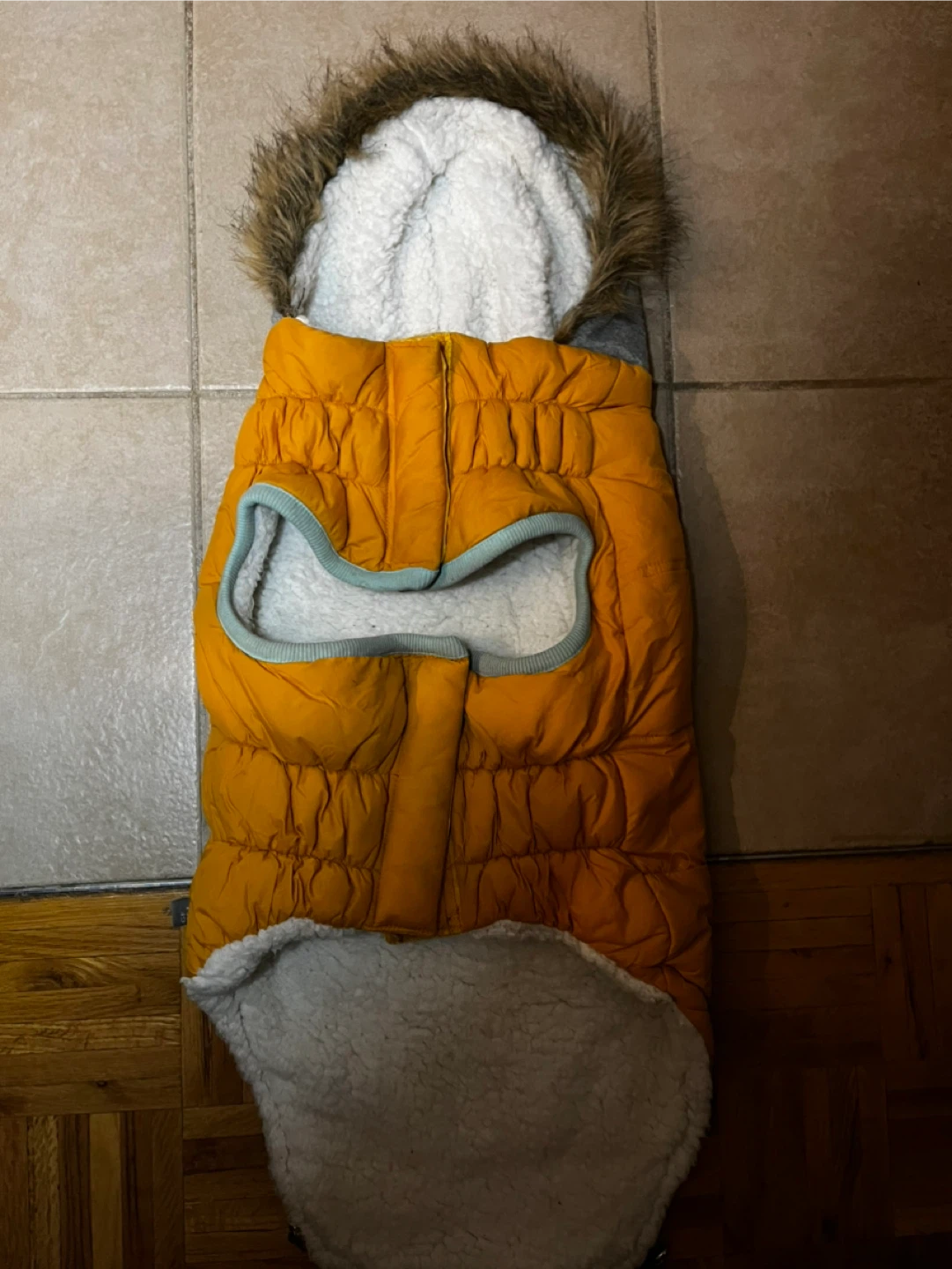🥕GF Pet Yellow Dog Puffer Vest with Sherpa Lining and Fur Hood - photo 3