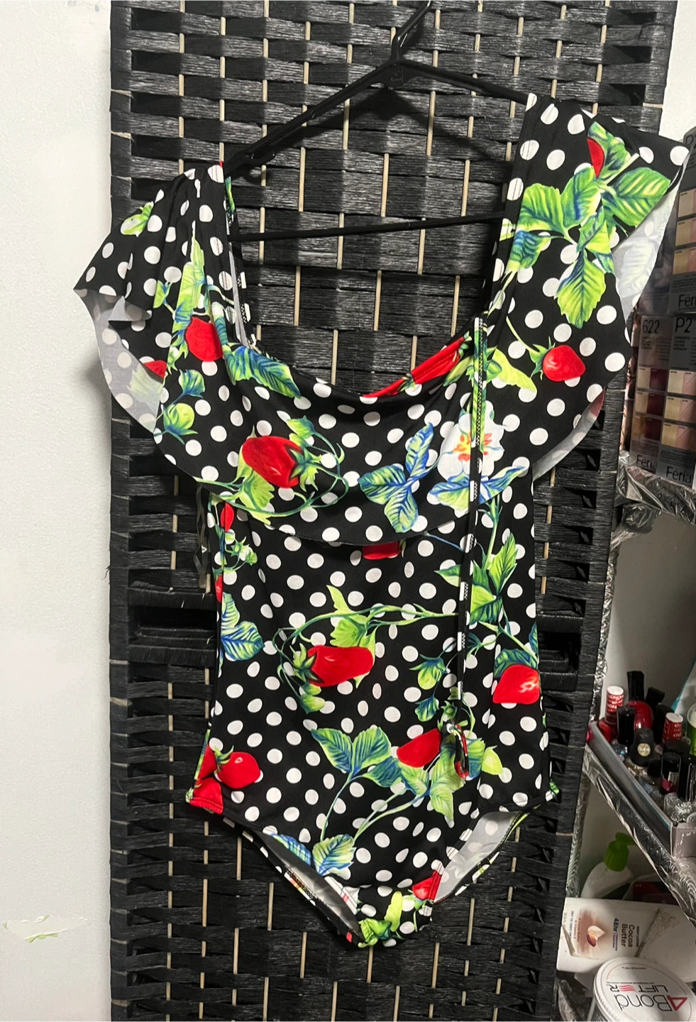 Women's Strawberry Polka Dot One-Piece Swimsuit