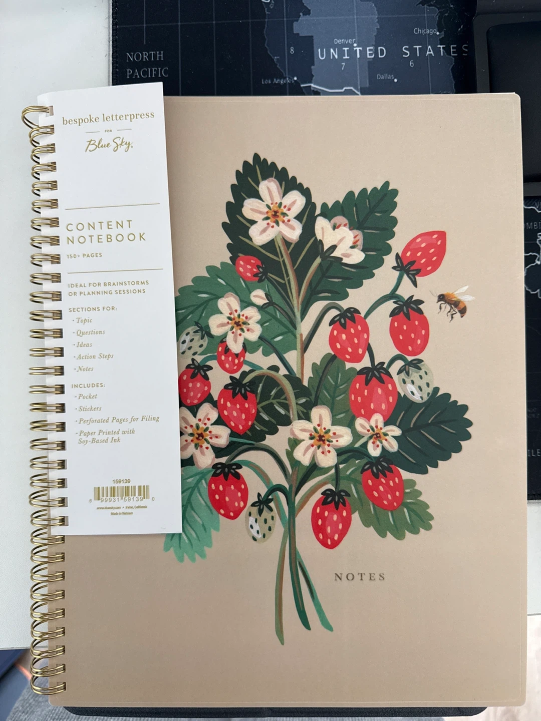Blue Sky Content Notebook with Strawberry Design