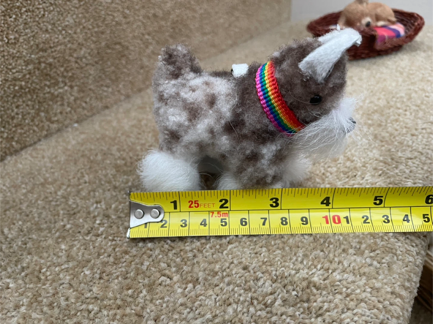 Plush Dog Keychain with Rainbow Collar - photo 4