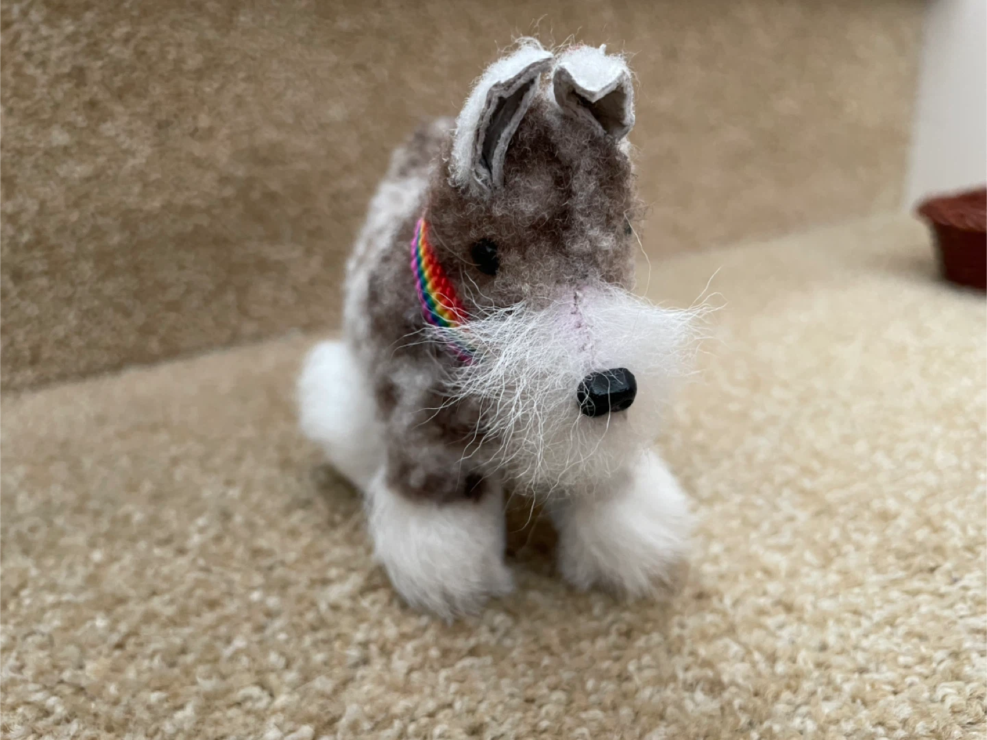 Plush Dog Keychain with Rainbow Collar - photo 3