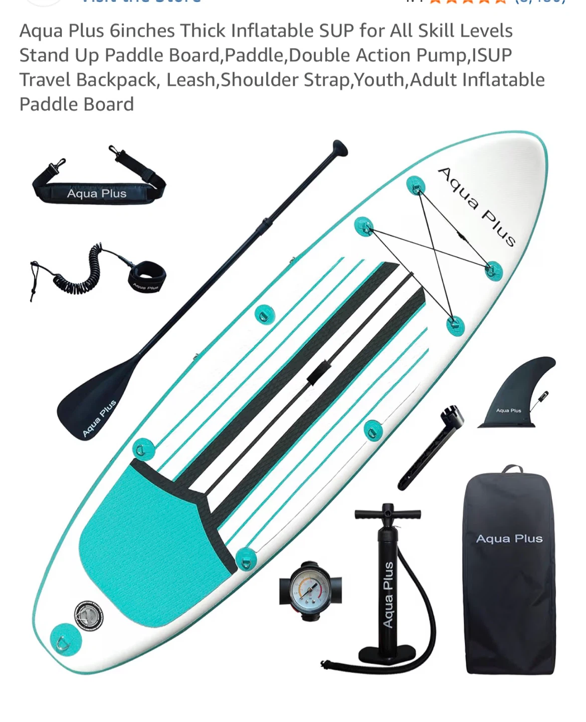 Aqua Plus 6" Thick Inflatable paddle board Package