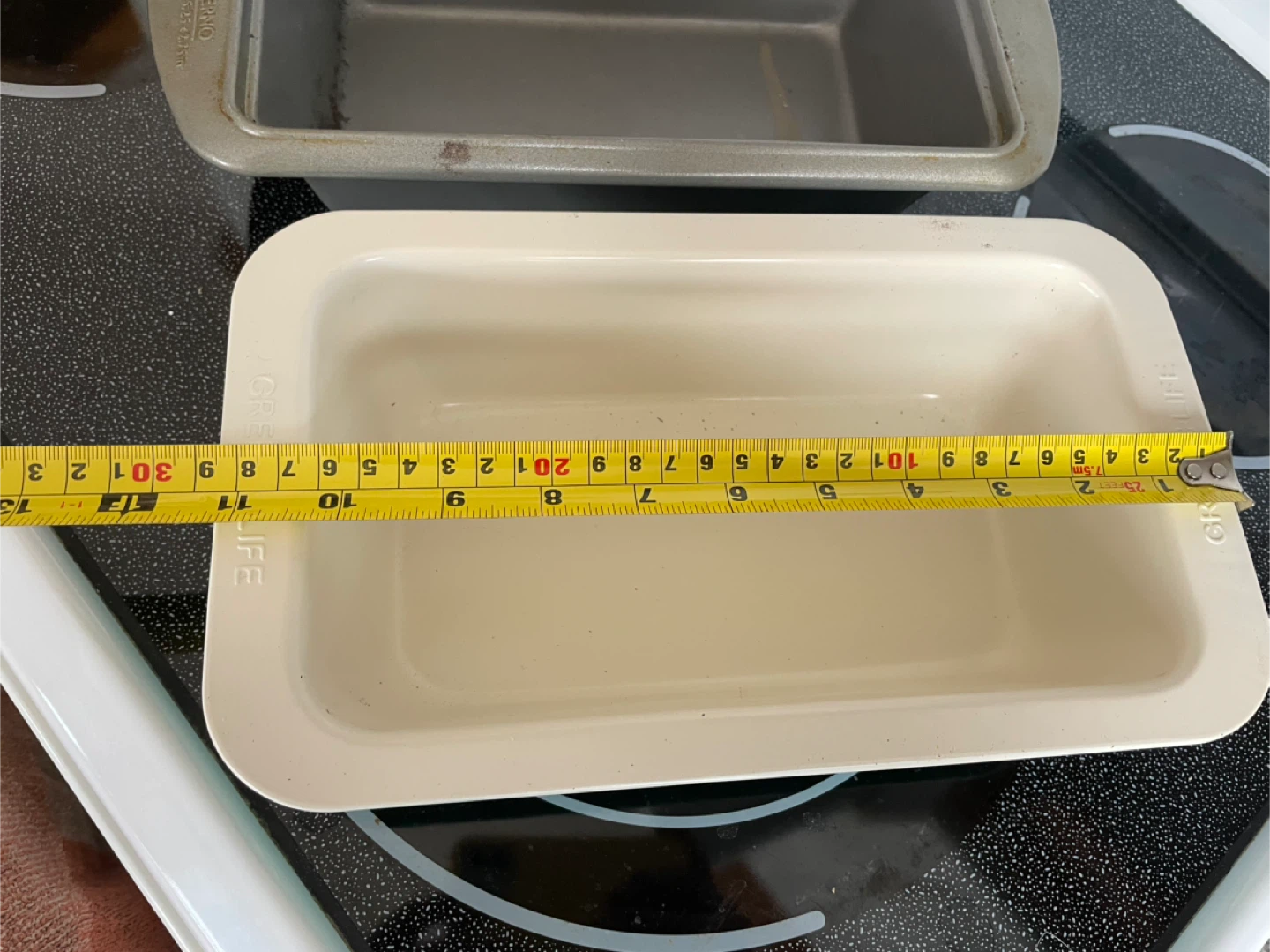 3 Loaf Pans - 2 Grey Metal, 1 GreenLife Cream - photo 3