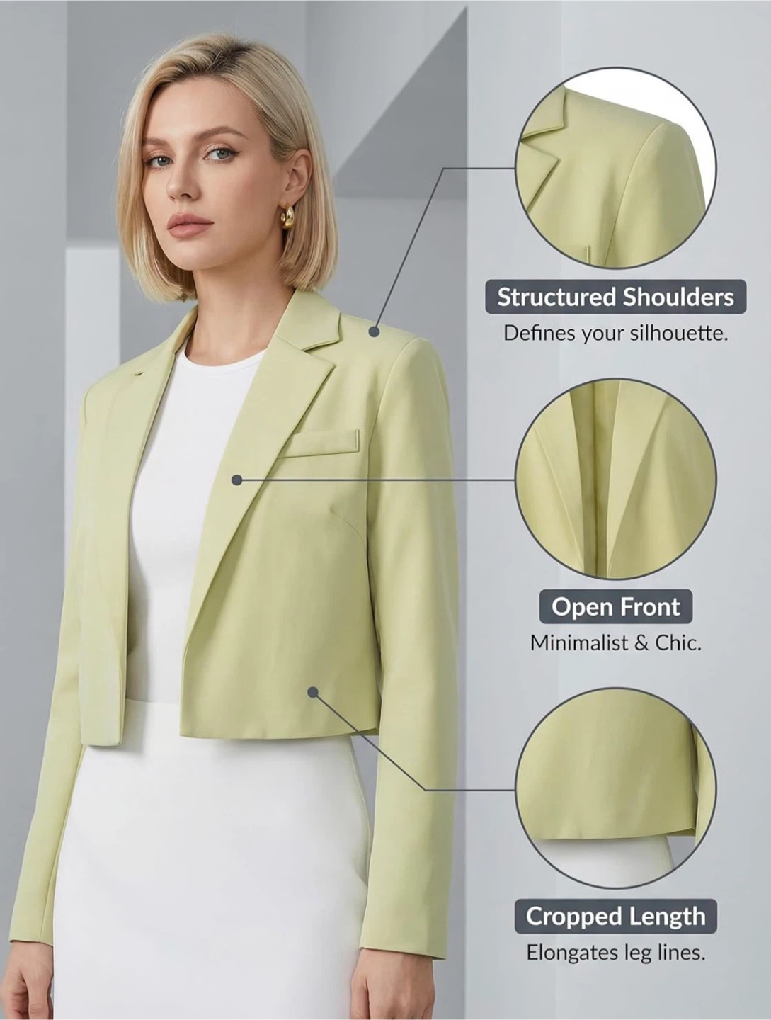 Lime Green Cropped Blazer - photo 5