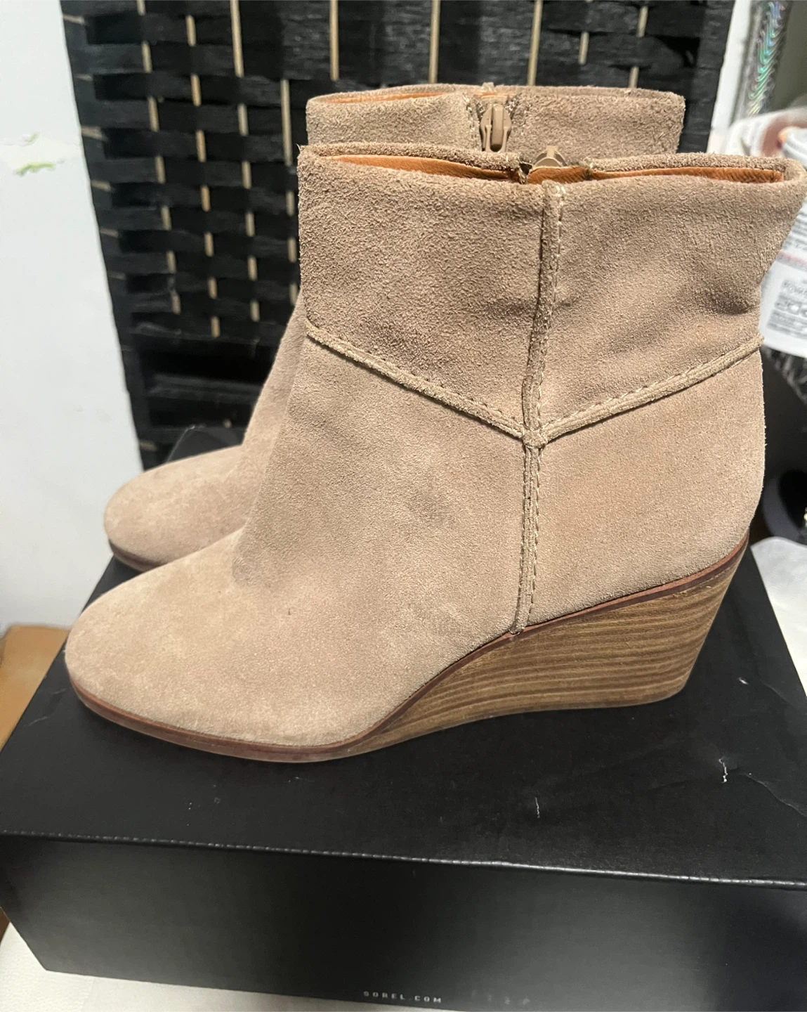 Sorel Wedge Ankle Boots - Tan Suede