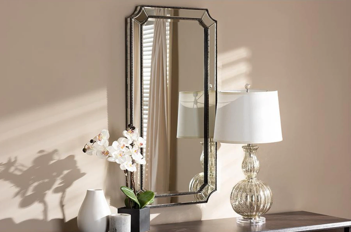 New Gorgeous Art Deco Accent Mirror - Antique Silver Finish