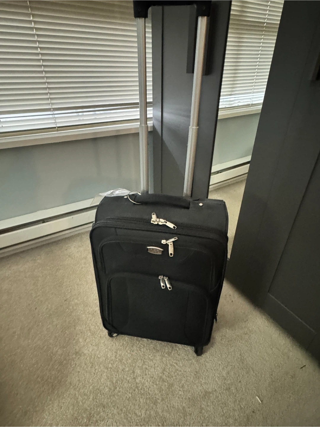 Black Rolling Suitcase with Telescopic Handle