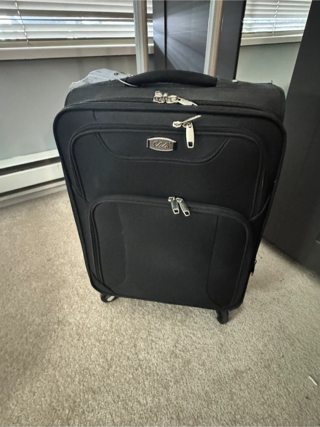 Black Rolling Suitcase with Telescopic Handle - photo 3