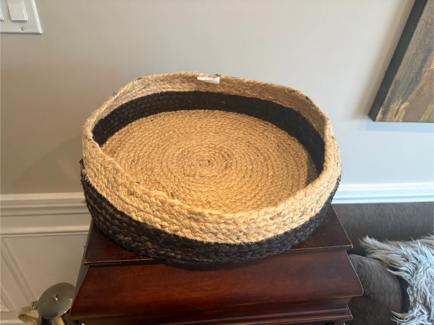 Woven Jute Basket - Natural and Black