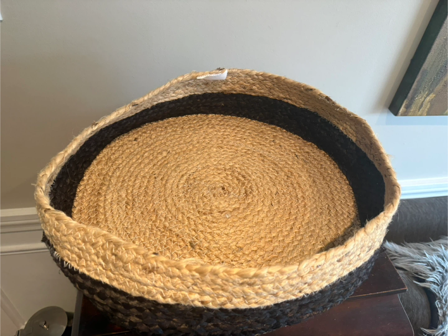 Woven Jute Basket - Natural and Black - photo 4