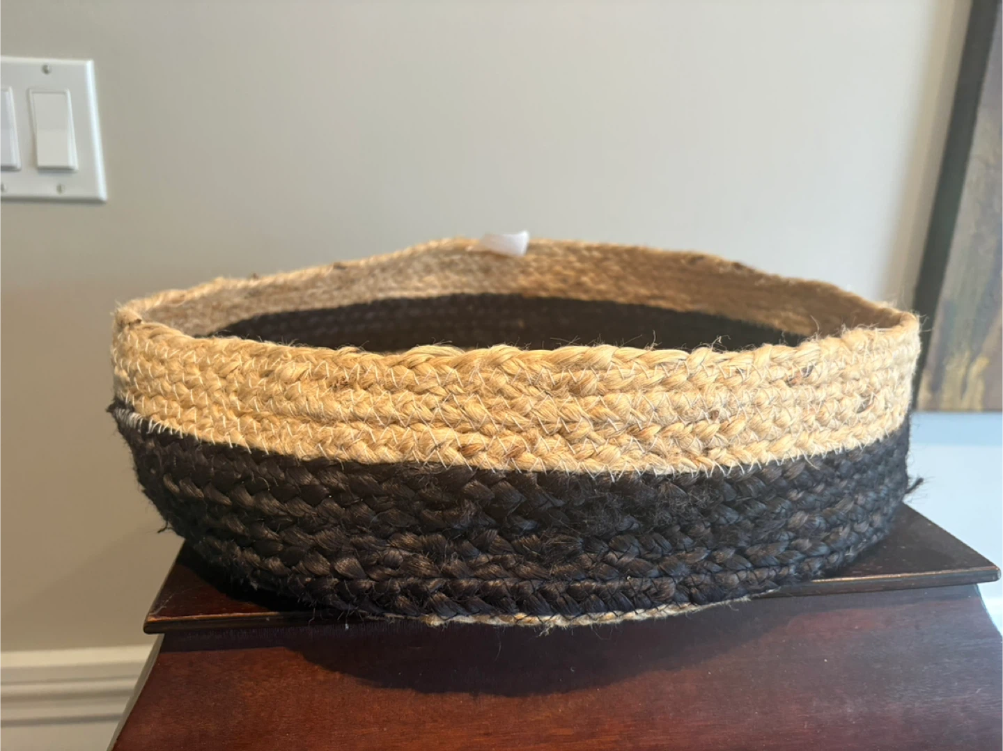 Woven Jute Basket - Natural and Black - photo 5