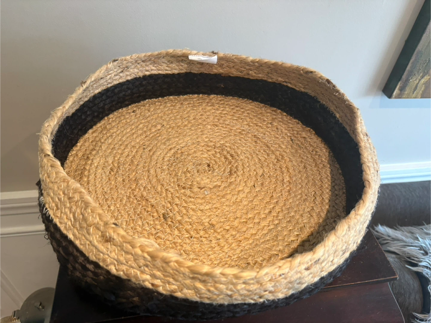Woven Jute Basket - Natural and Black - photo 3