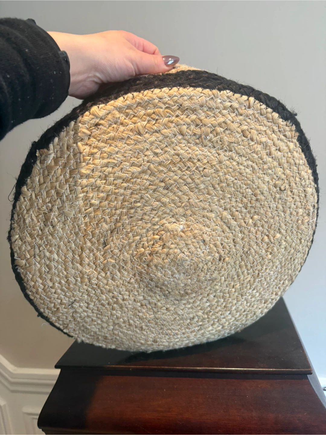 Woven Jute Basket - Natural and Black - photo 2