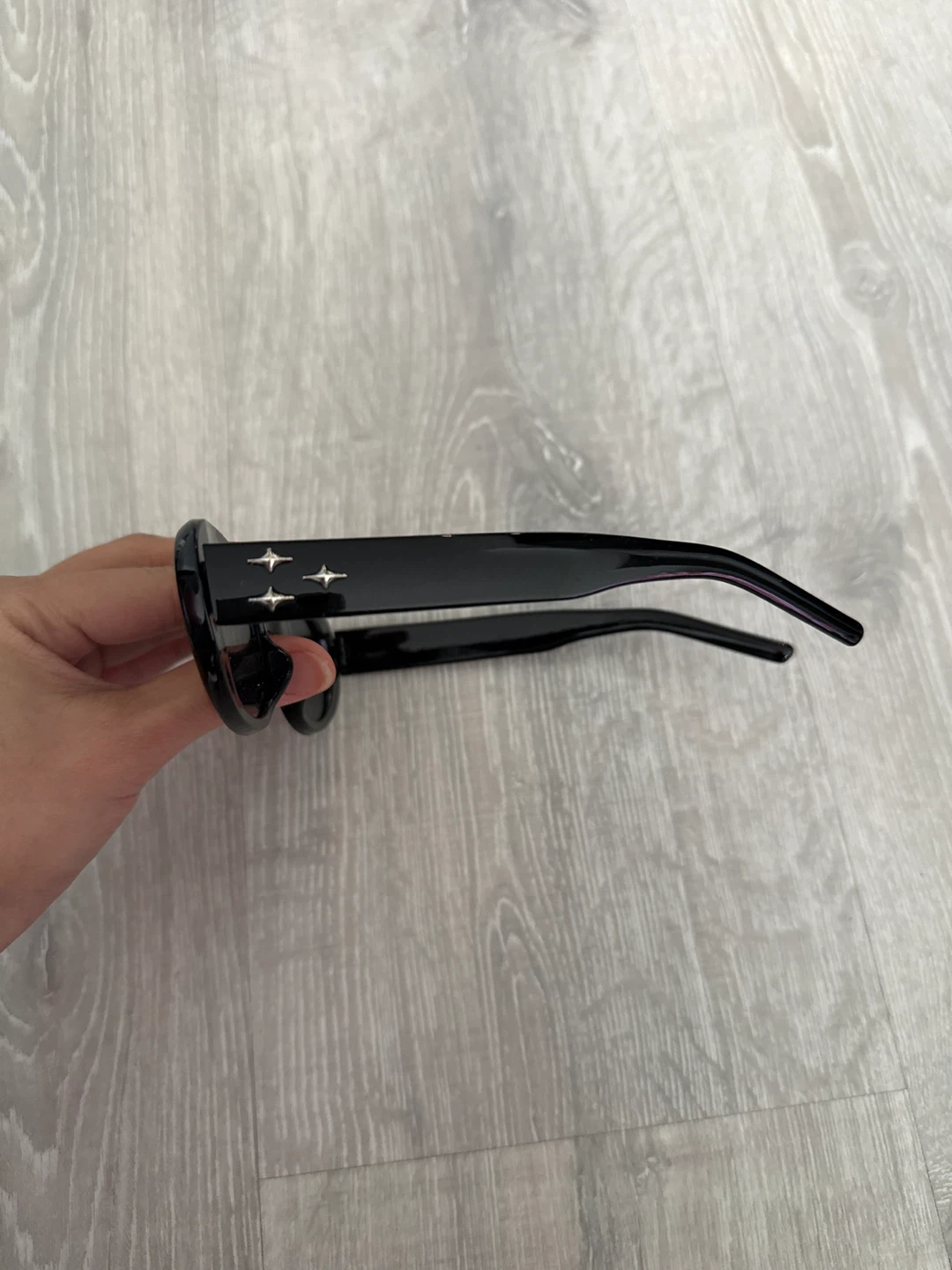 Black Oval Sunglasses with Star Detail - photo 2