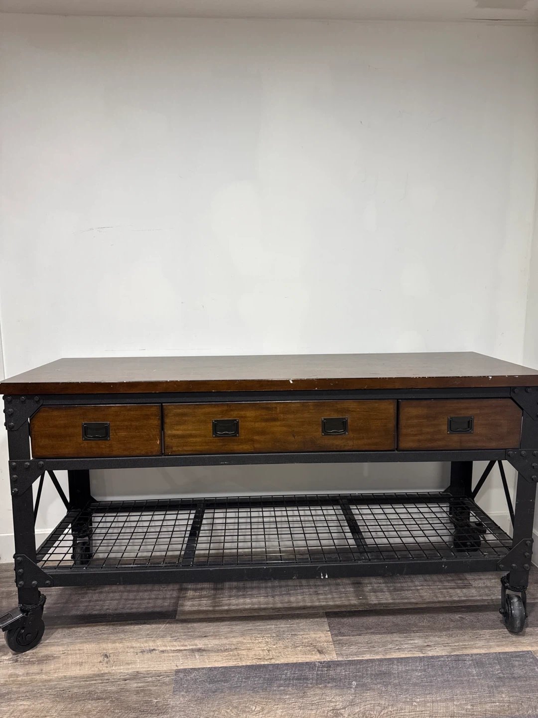 Industrial Style Console Table with 4 Drawers