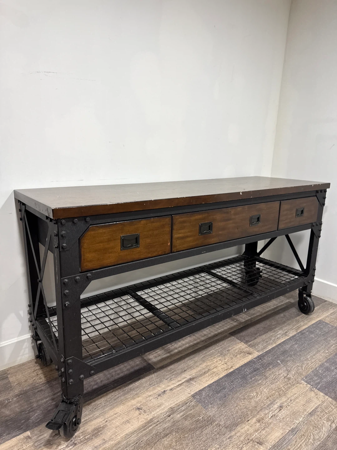 Industrial Style Console Table with 4 Drawers - photo 3