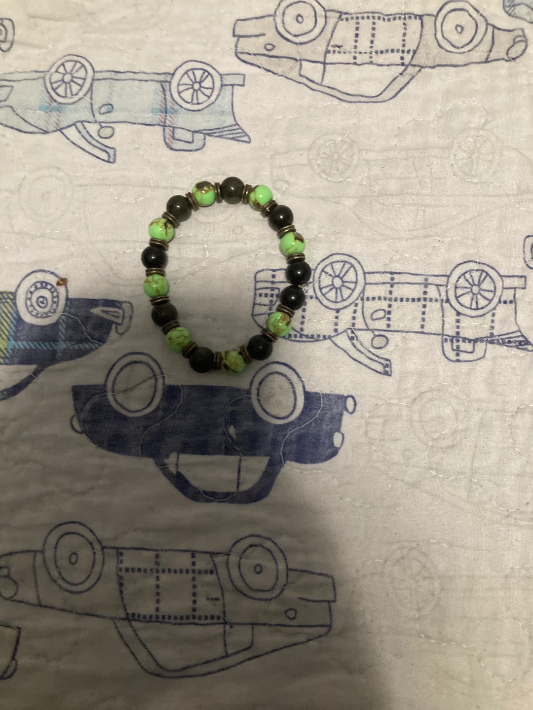 Beaded Bracelet - Green and Black