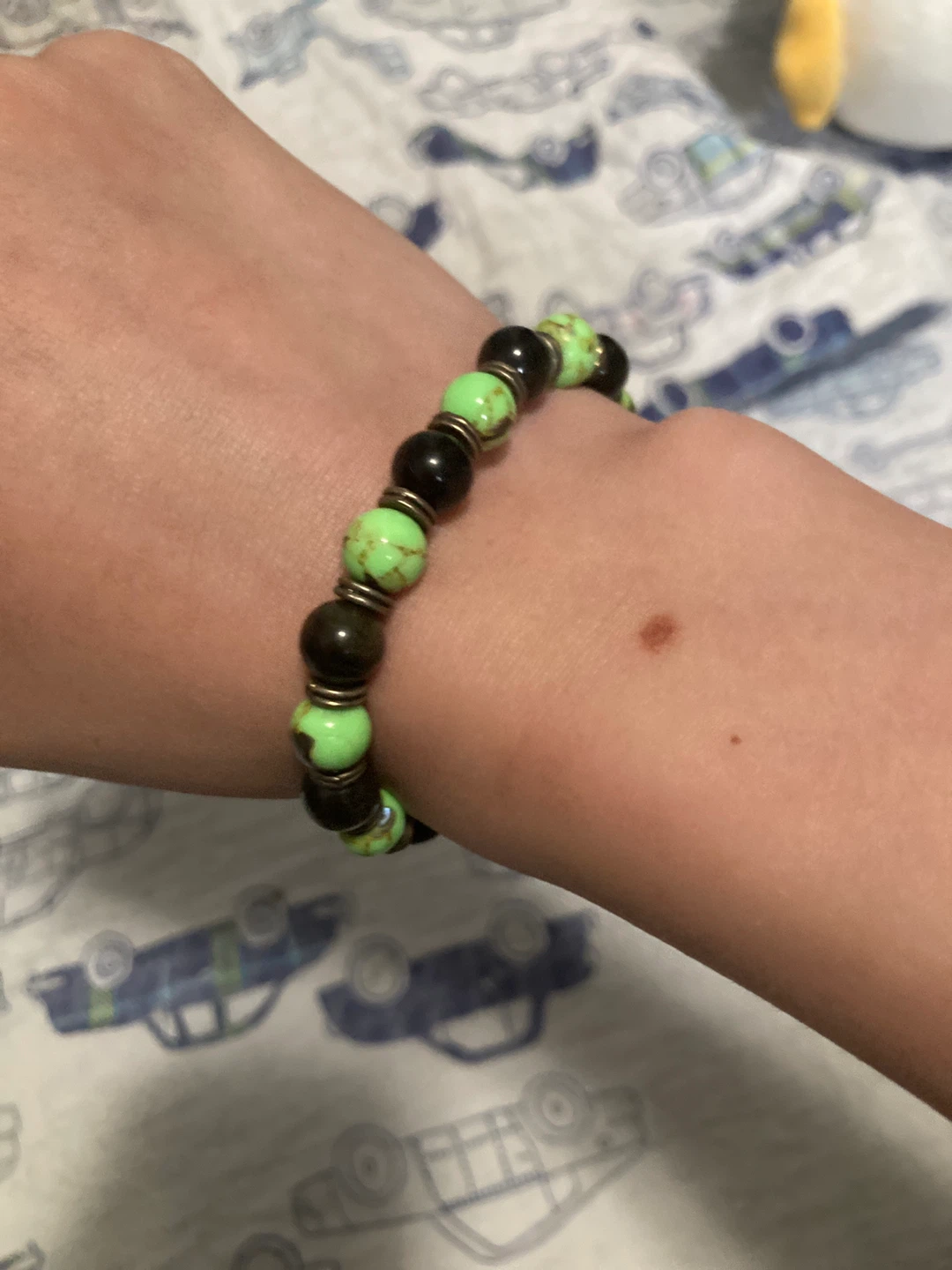 Beaded Bracelet - Green and Black - photo 2