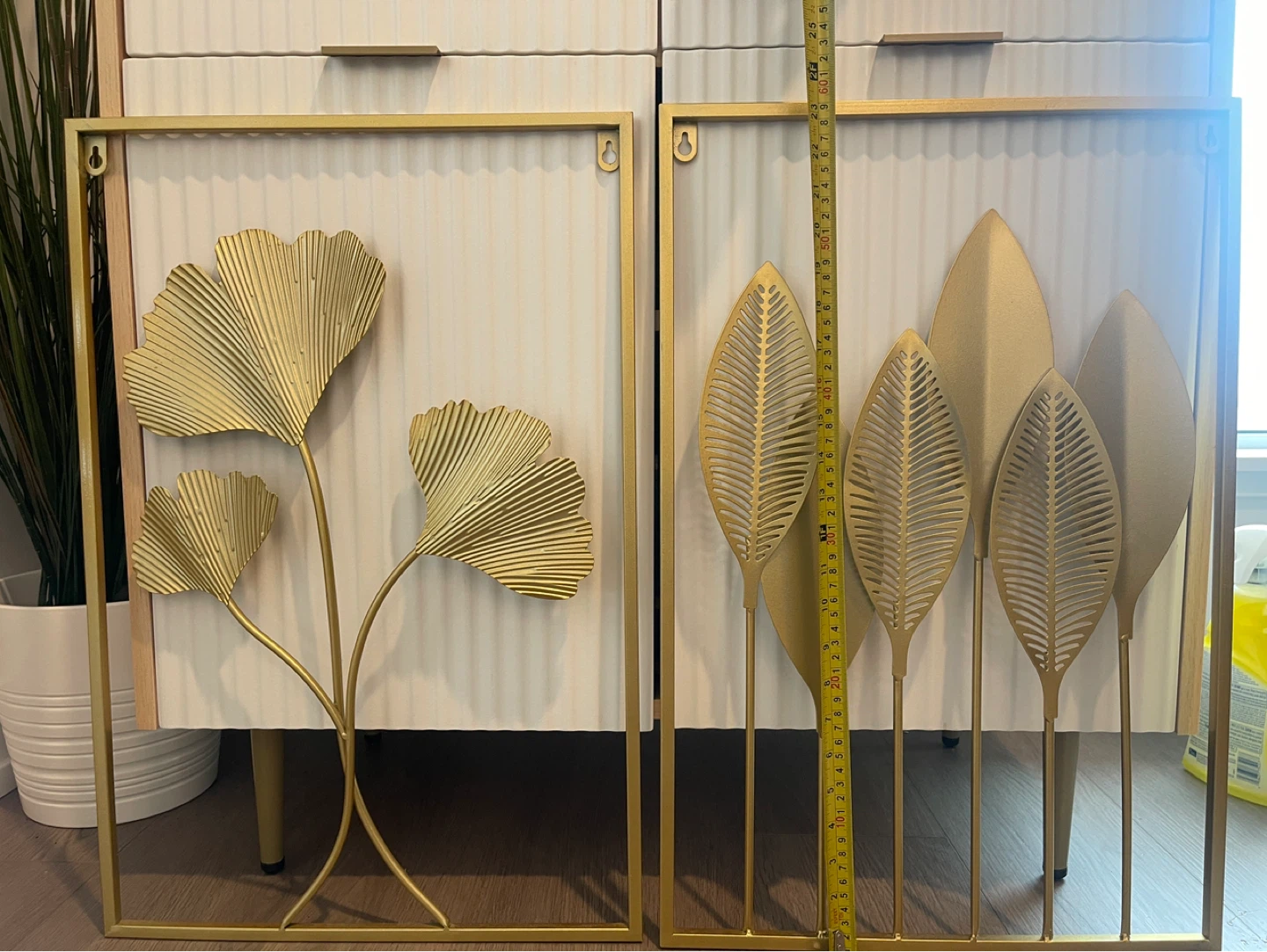 Gold Metal Wall Art Leaf Design (Set of 2) - photo 3