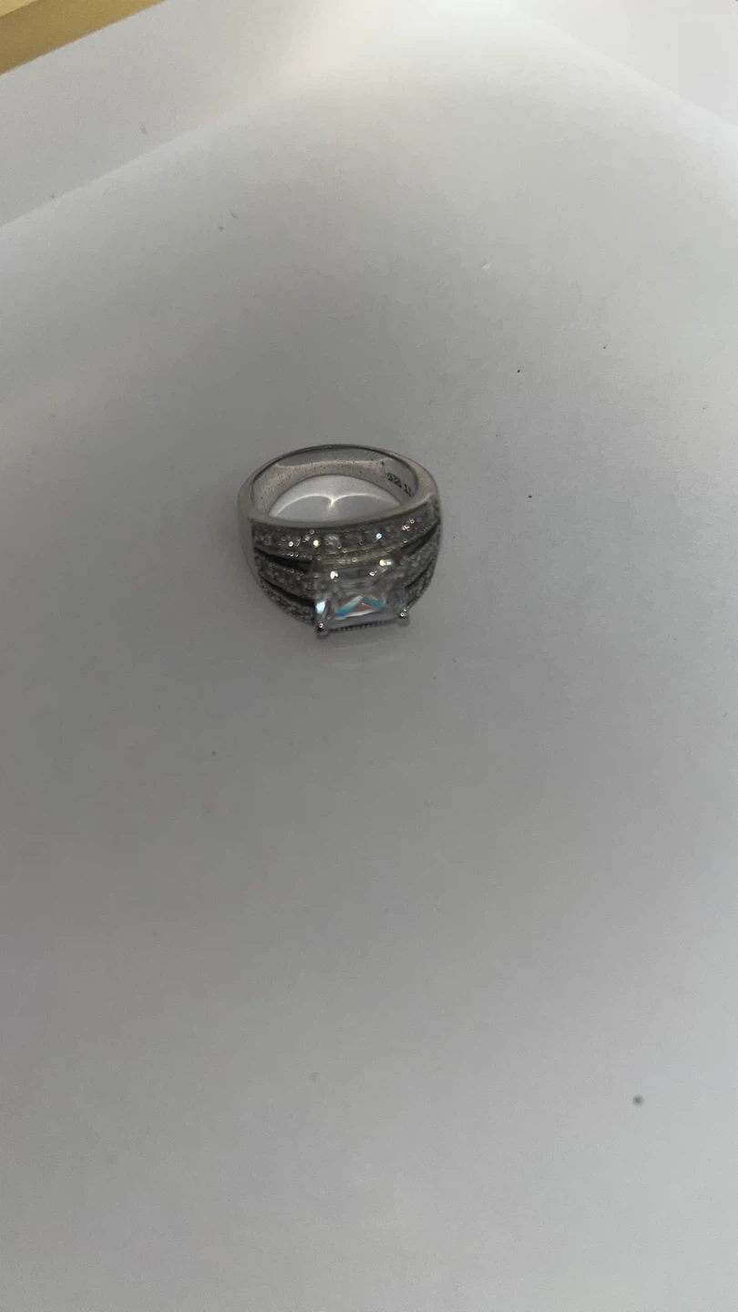 Sterling Silver Princess Cut Engagement Ring