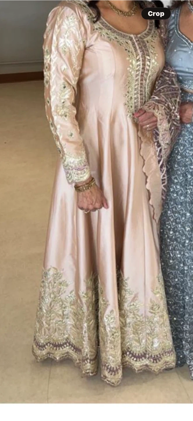 Women's Peach Embroidered Anarkali Dress with Dupatta