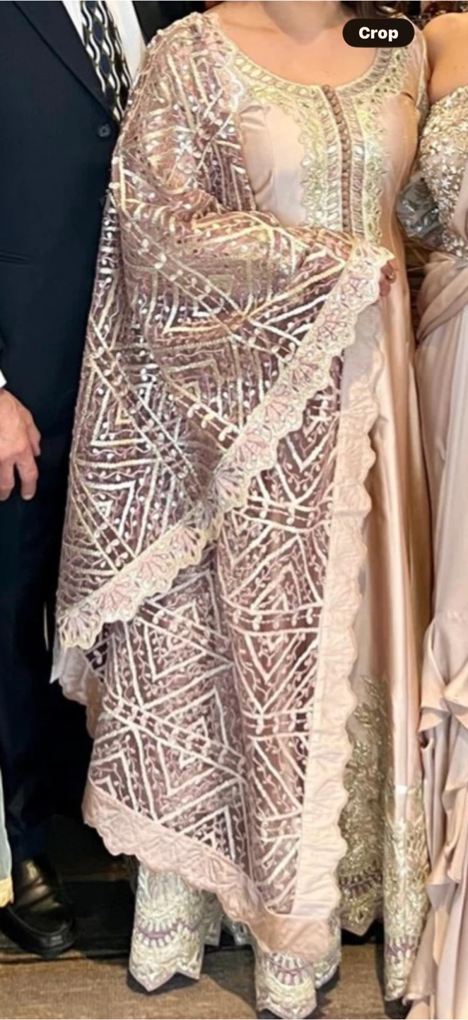 Women's Peach Embroidered Anarkali Dress with Dupatta - photo 2