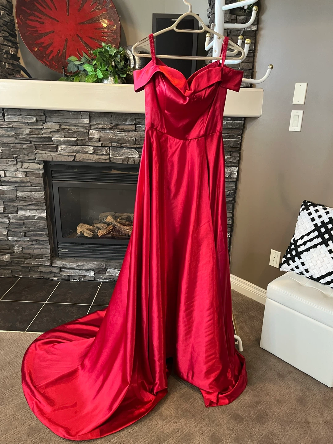 Red Off-the-Shoulder Ball Gown