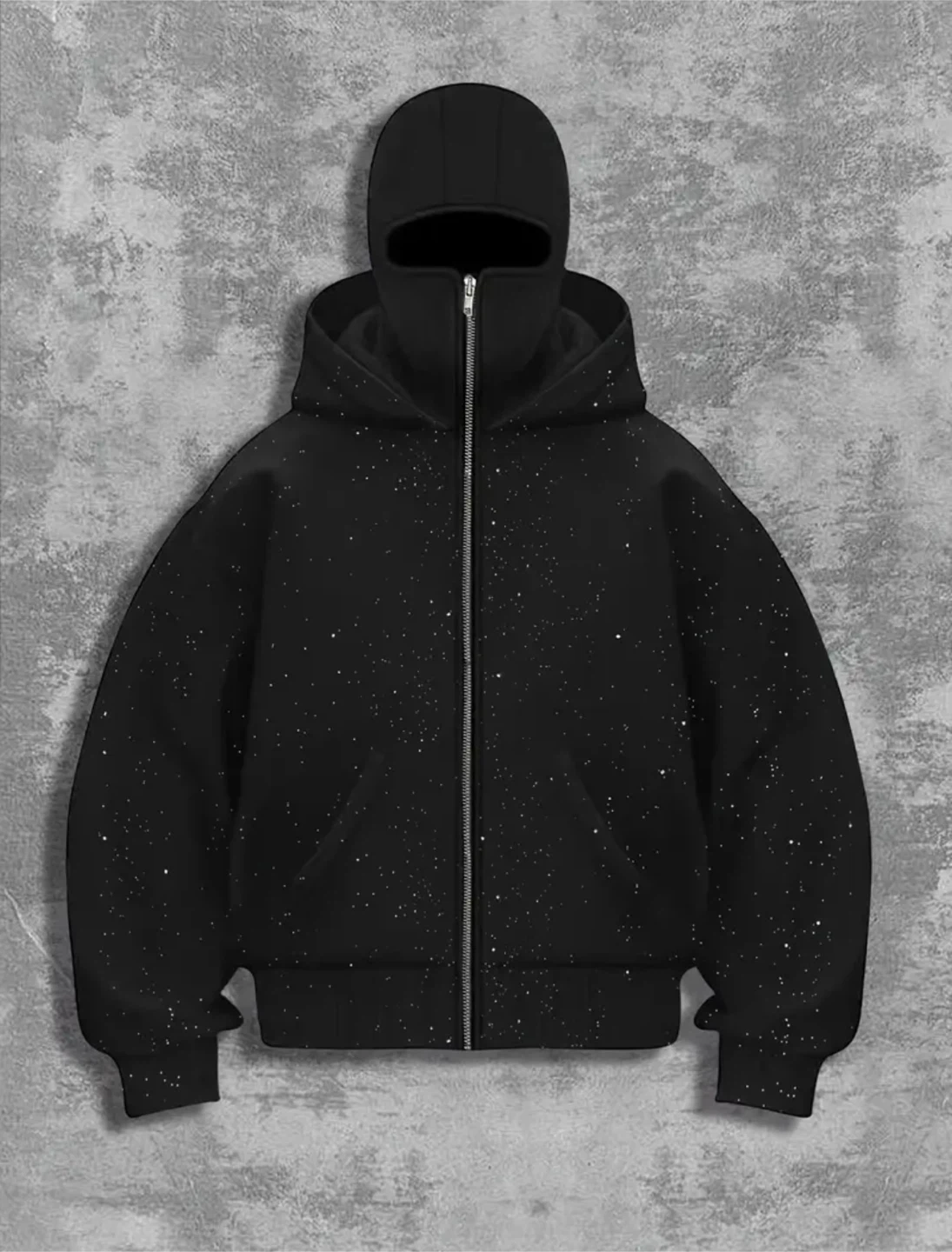 New Black Hoodie with Balaclava Face Cover