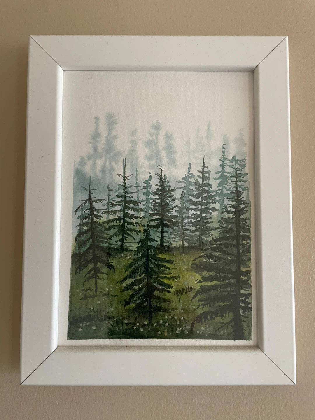 Framed Watercolor Paintings - Forest and Lake Scenes - photo 2