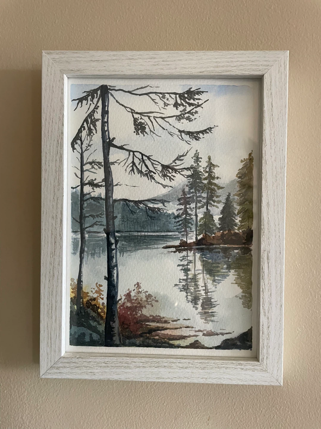 Framed Watercolor Paintings - Forest and Lake Scenes