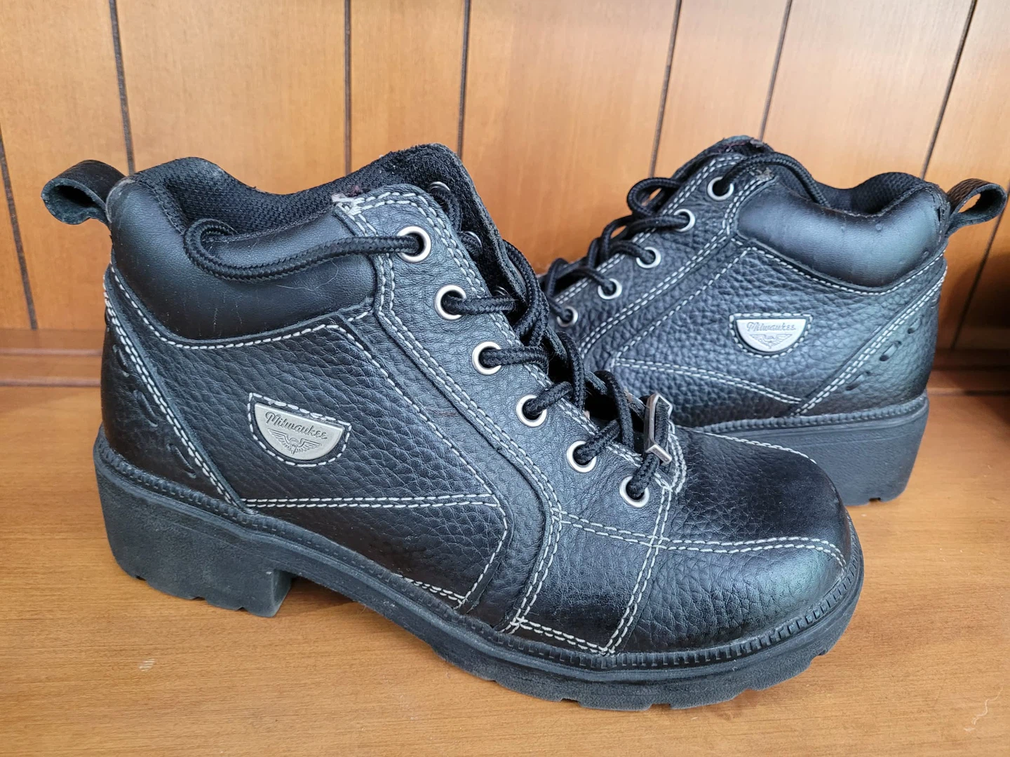 Milwaukee Motorcycle Clothing Co. Black Leather Boots Size 7.5B