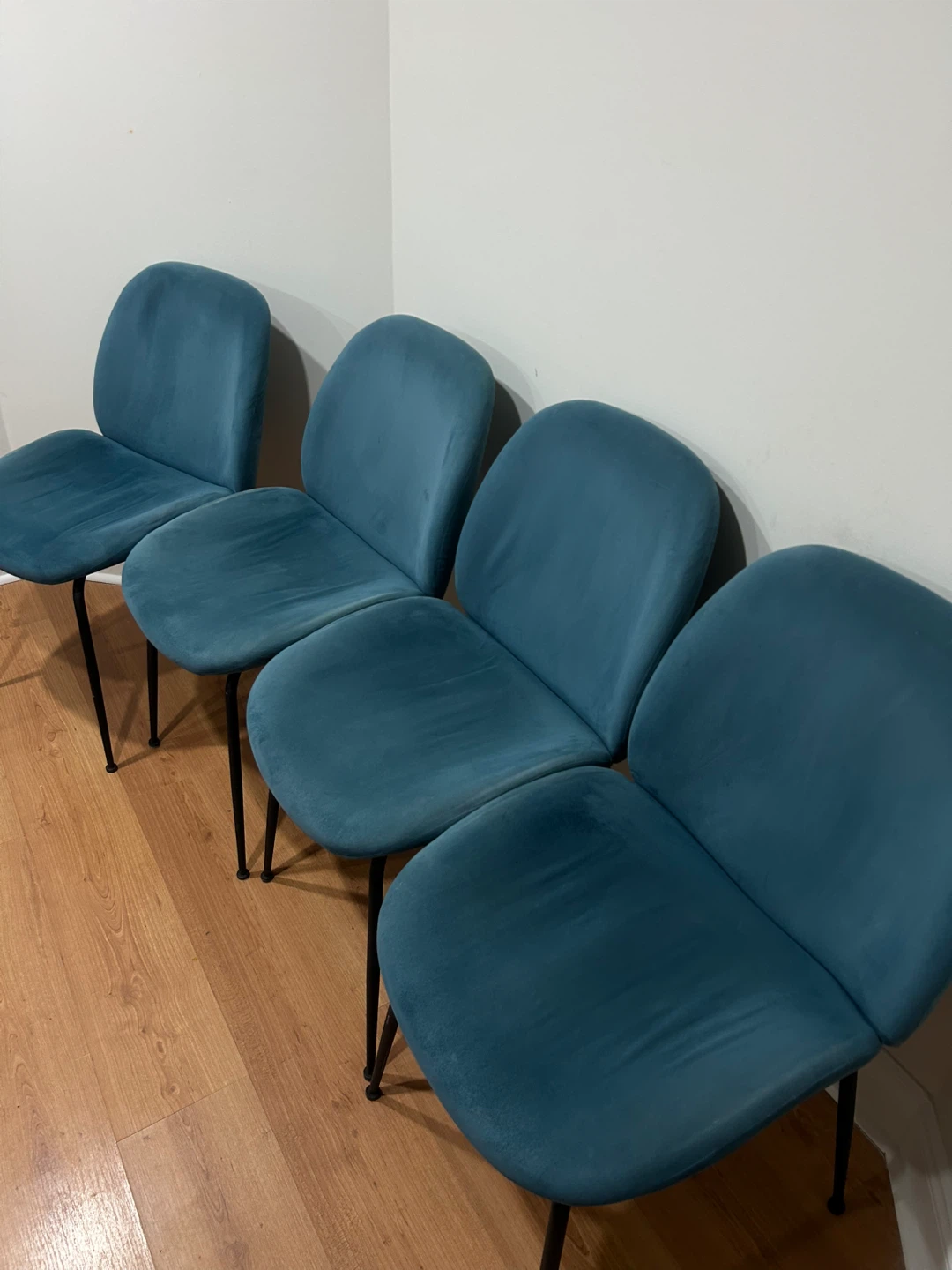 Set of 4 Teal Velvet Chairs - photo 3
