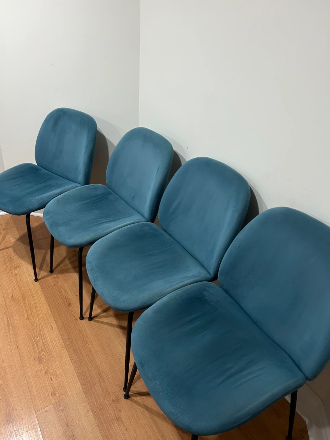 Set of 4 Teal Velvet Chairs - photo 2