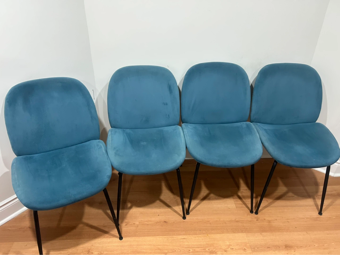 Set of 4 Teal Velvet Chairs - photo 4