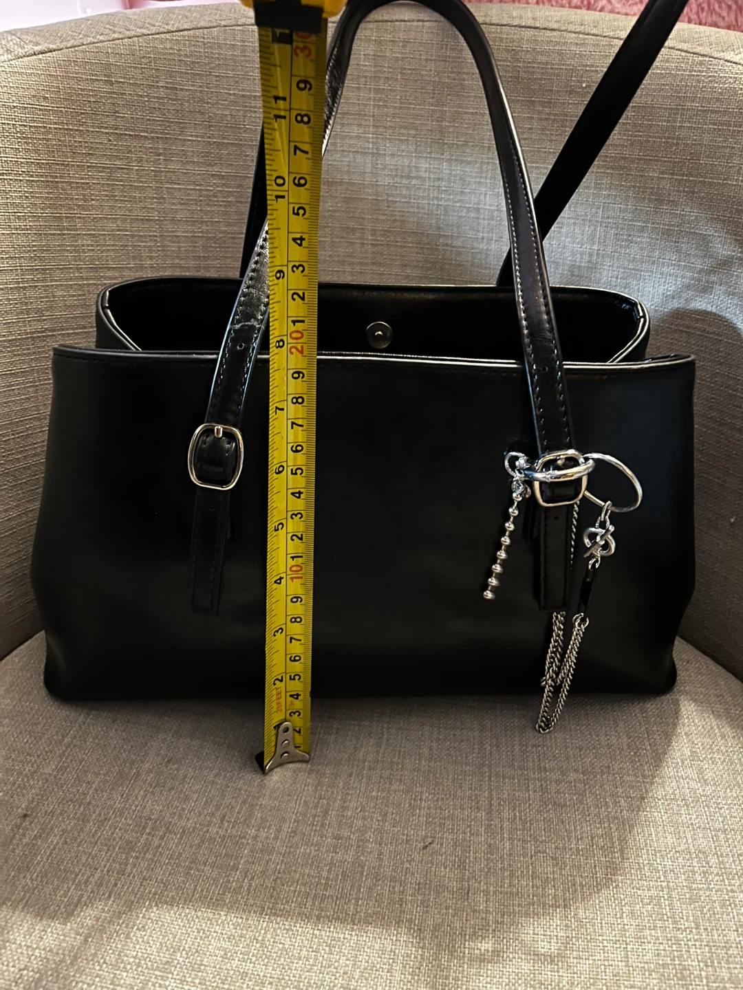 Black Faux Leather Tote Bag - photo 2