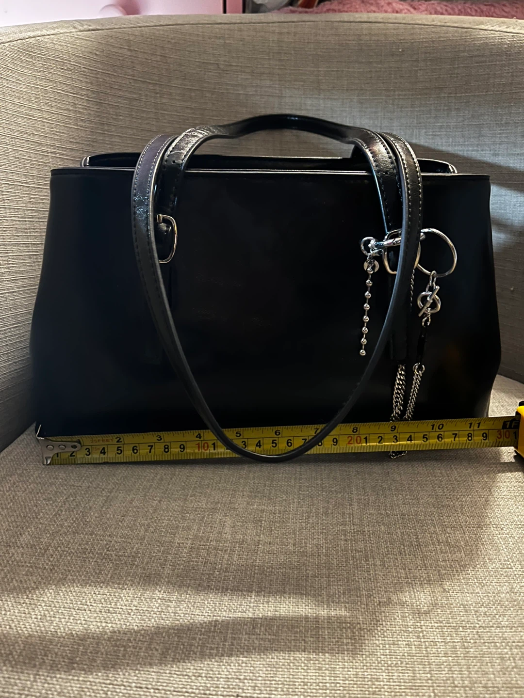 Black Faux Leather Tote Bag - photo 3