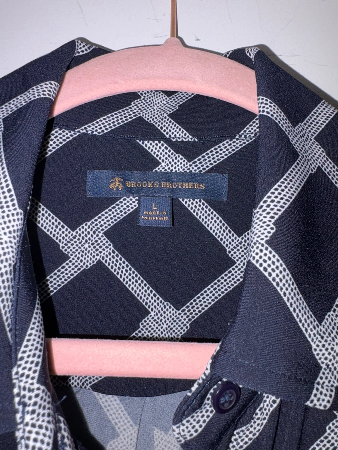 Brooks Brothers Navy Diamond Print Shirt Dress Size L - photo 3