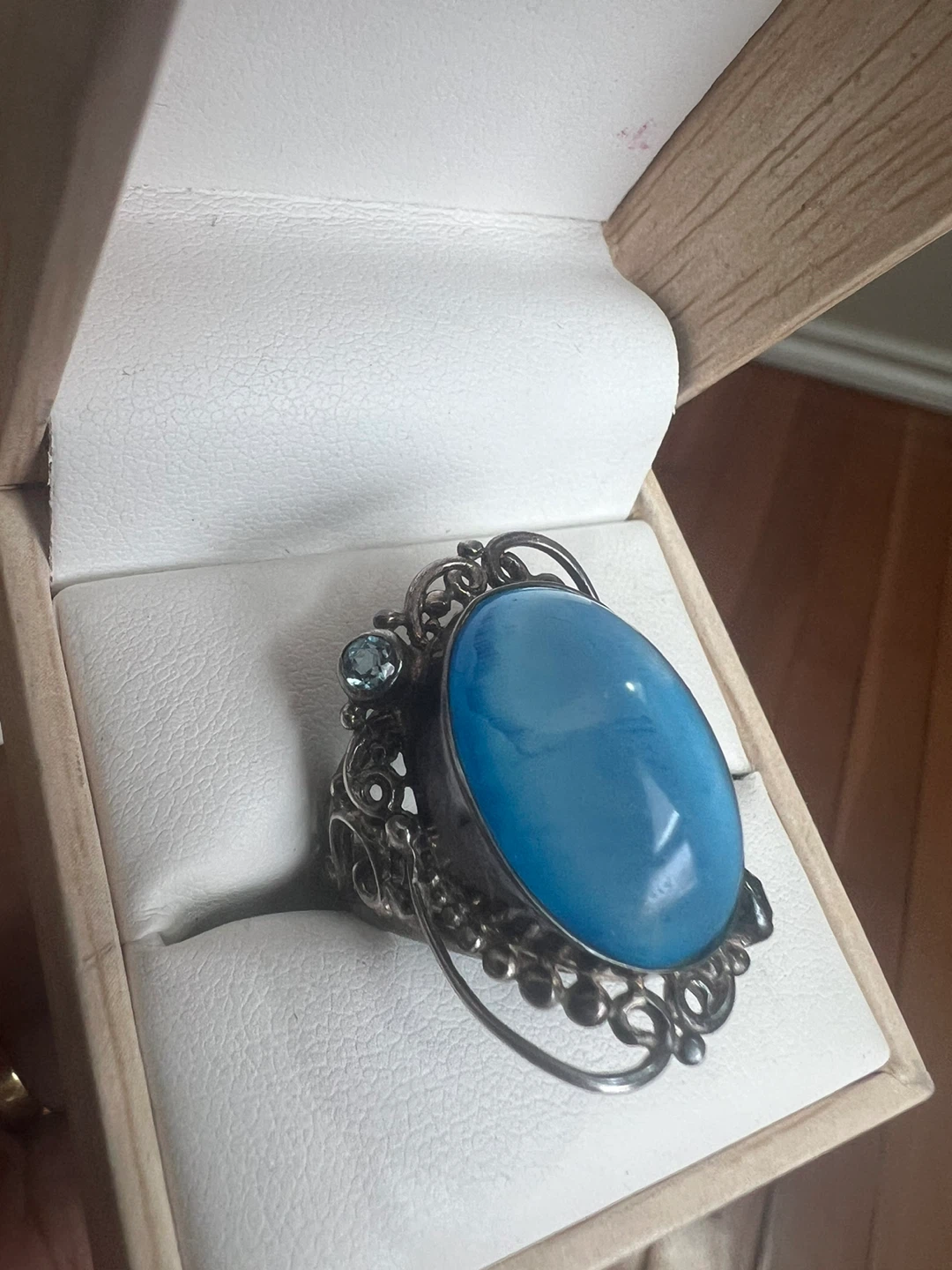 Vintage Blue Chalcedony and Aquamarine Ring - photo 3