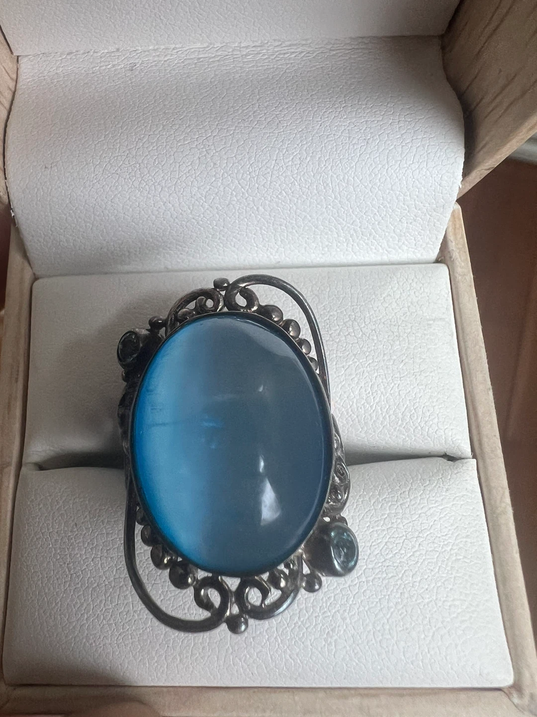 Vintage Blue Chalcedony and Aquamarine Ring