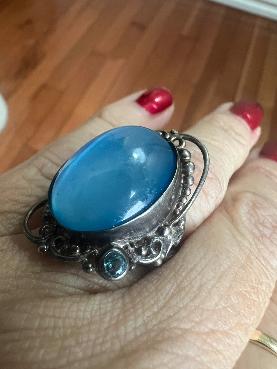 Vintage Blue Chalcedony and Aquamarine Ring - photo 5