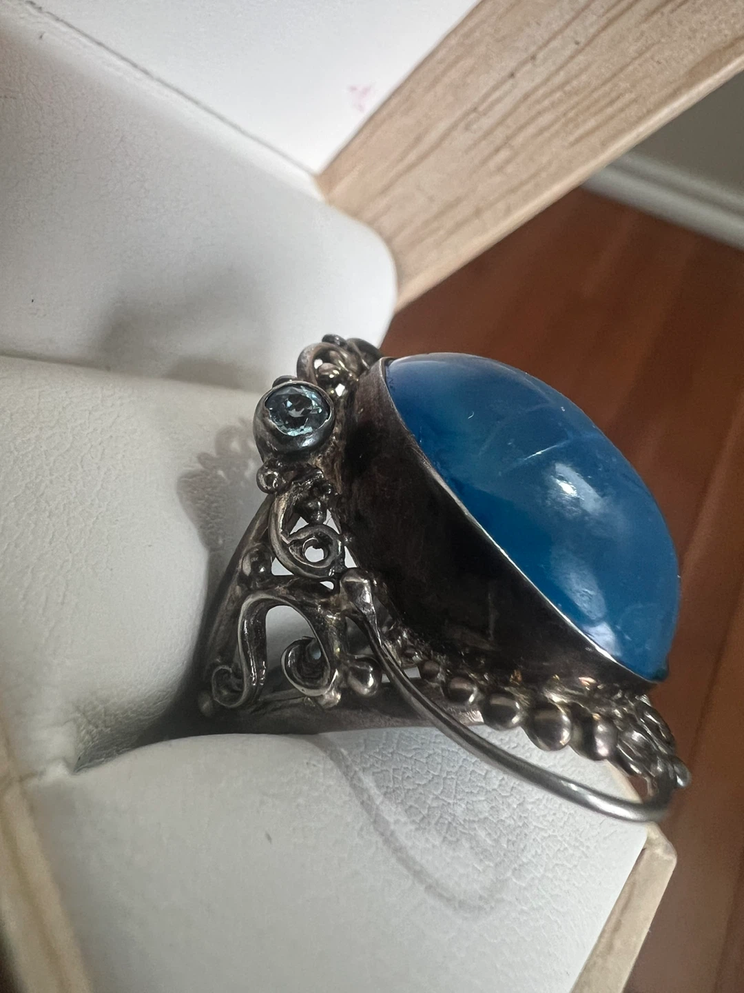 Vintage Blue Chalcedony and Aquamarine Ring - photo 2